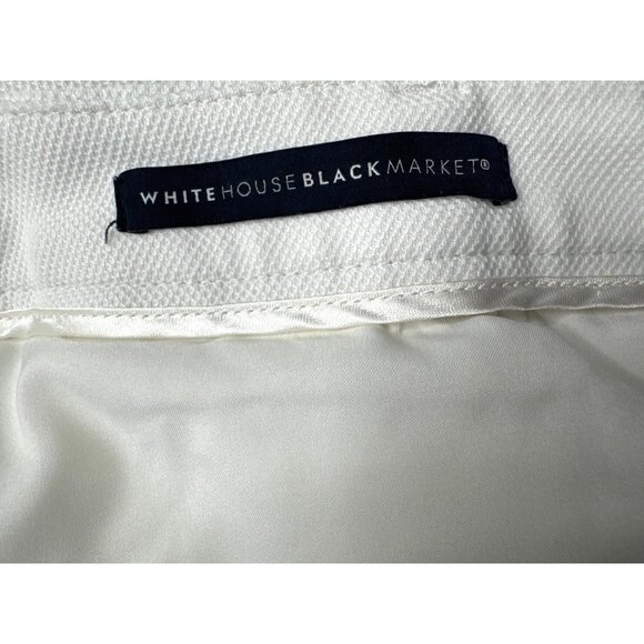 White House Black Market The Boot White Textured Flare Pants Size 4 - Picture 13 of 16